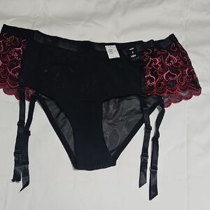 Torrid Black and Red Sheer Garter Panty
